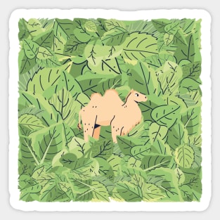 Camel in Leaves Sticker